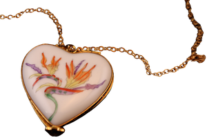 SKU# 8942 - Pendant  Necklace - Heart: Bird of Paradise -