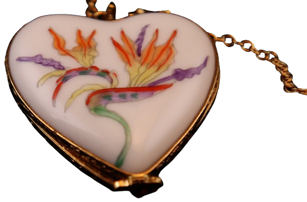 SKU# 8942 - Pendant  Necklace - Heart: Bird of Paradise -