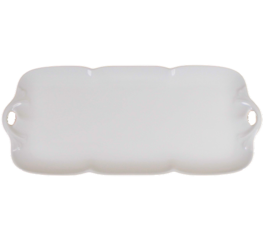 SKU# L330-NYM00001 - Nymphea White Rectangular Cake Platter - Shape Nymphea - Size: 15.75