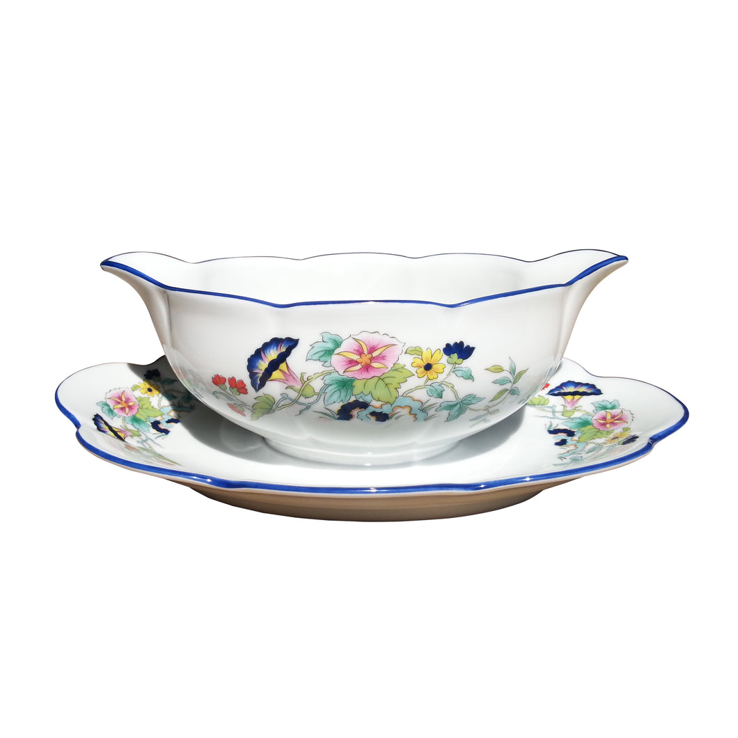 SKU# N997-NYM20805 - Paradis Bleu Sauce Boat - Shape Nymphea - Size: 13.5